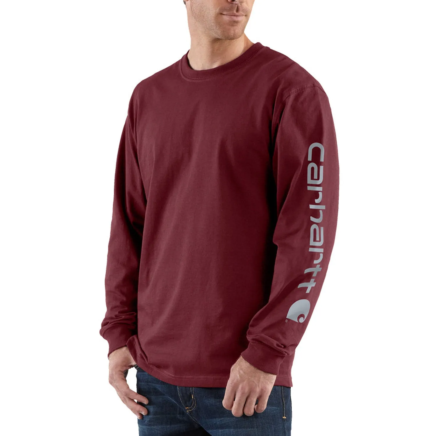 Carhartt Men's Signature Logo Long Sleeve T-Shirt_Port sold by Work World