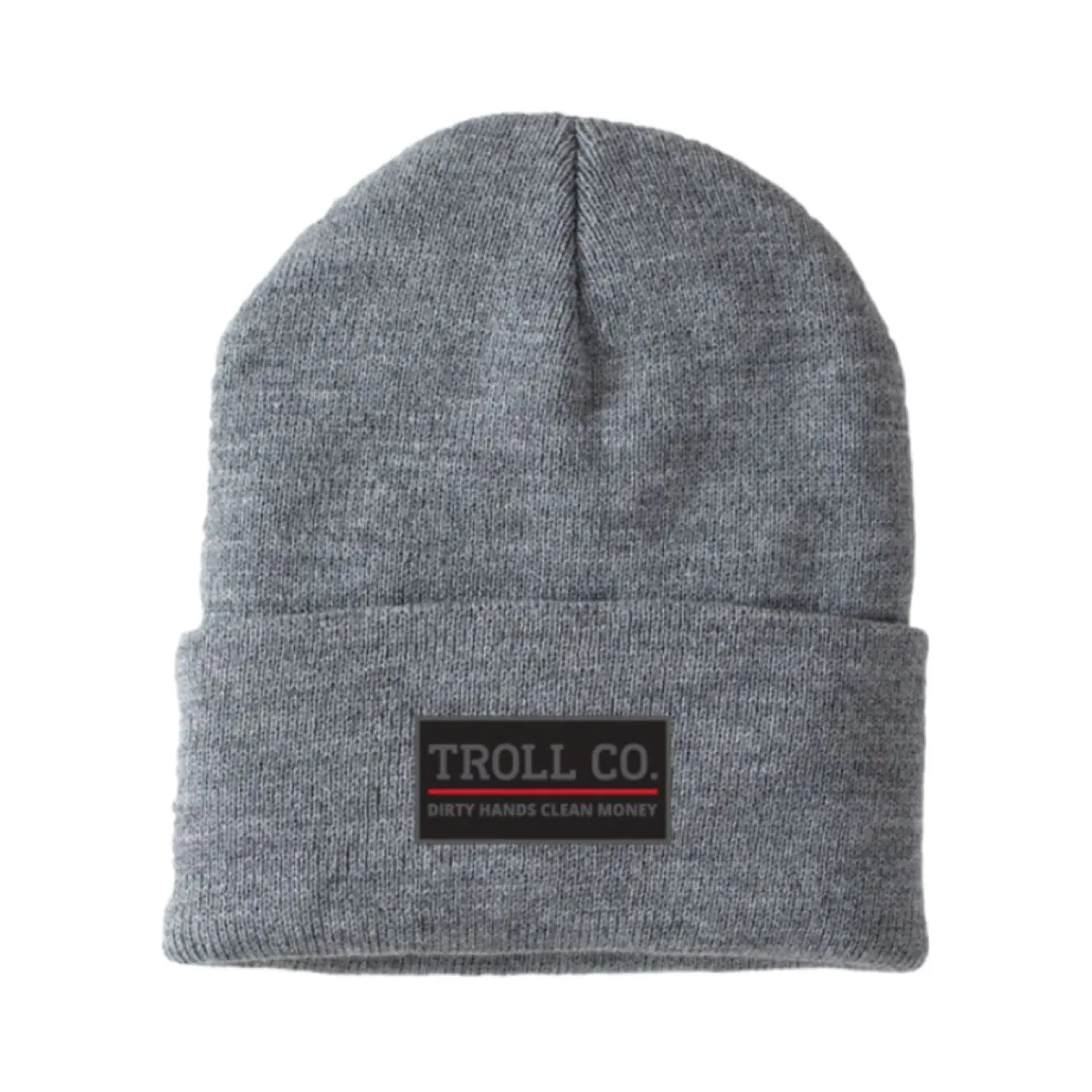 Troll Co. Premium "Dirty Hands Clean Money" Patch Knit Beanie sold by Work World