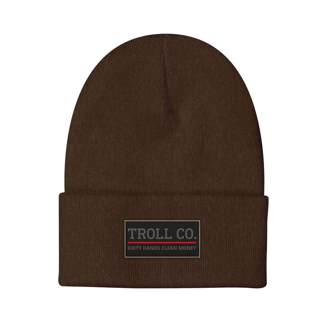 Troll Co. Premium "Dirty Hands, Clean Money" Patch Knit Beanie sold by Work World