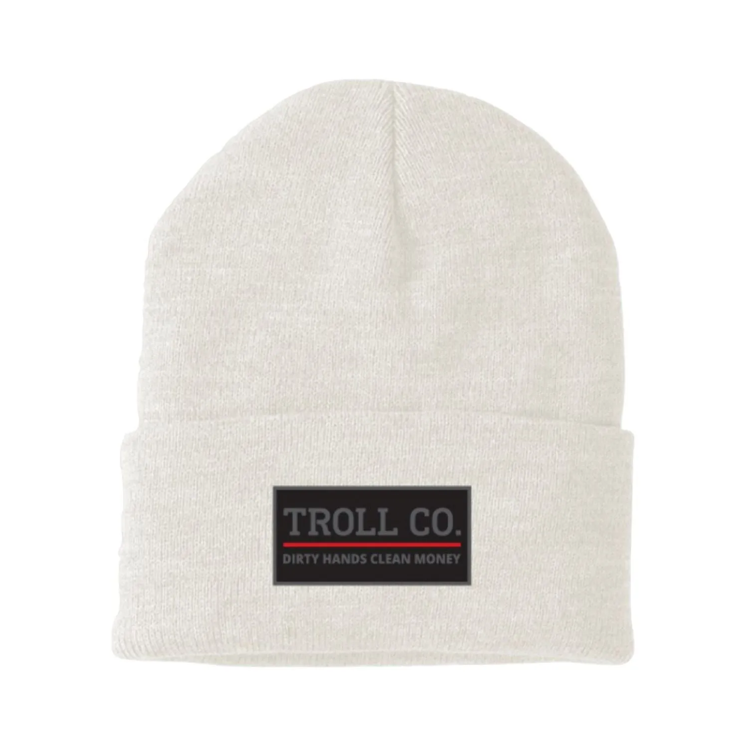 Troll Co. Premium "Dirty Hands, Clean Money" Patch Knit Beanie sold by Work World