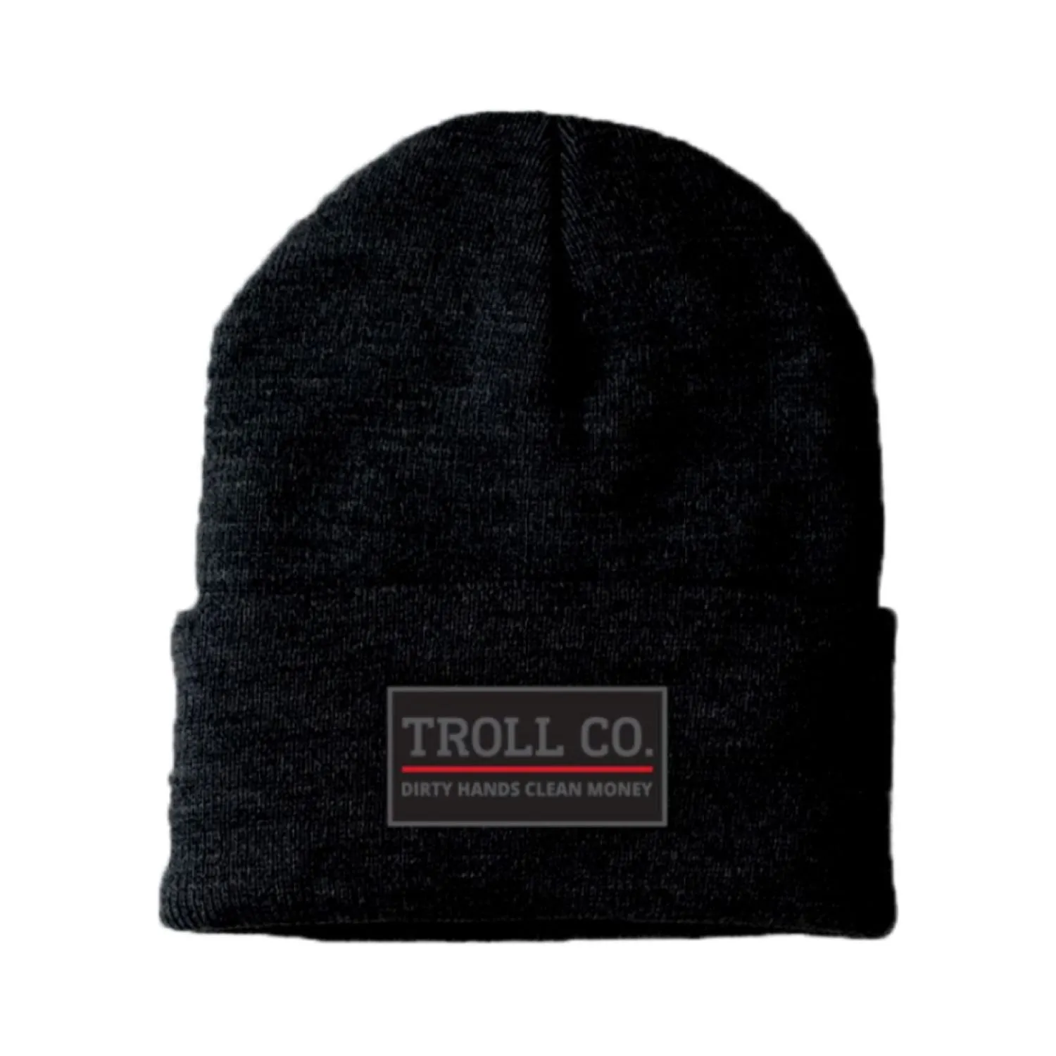 Troll Co. Premium "Dirty Hands, Clean Money" Patch Knit Beanie sold by Work World