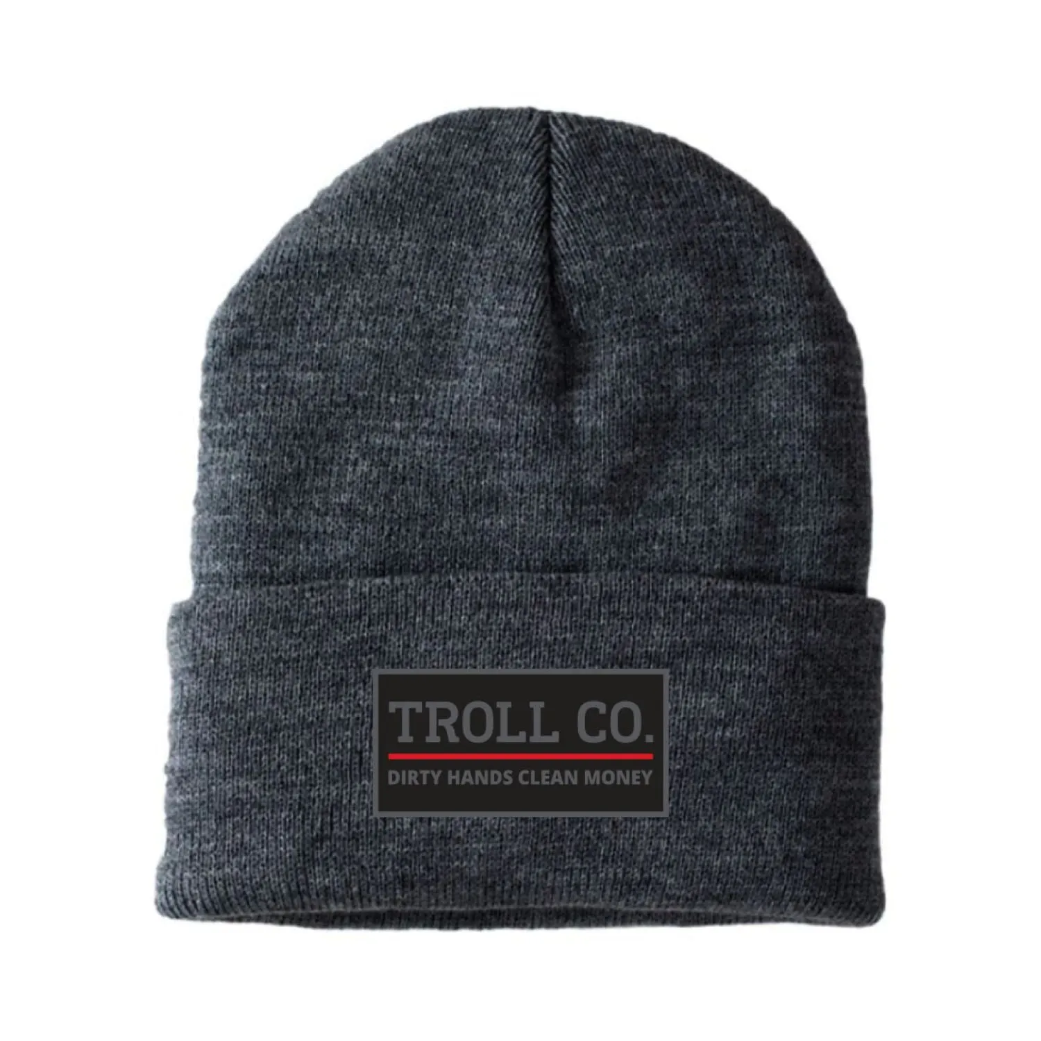 Troll Co. Premium "Dirty Hands, Clean Money" Patch Knit Beanie sold by Work World
