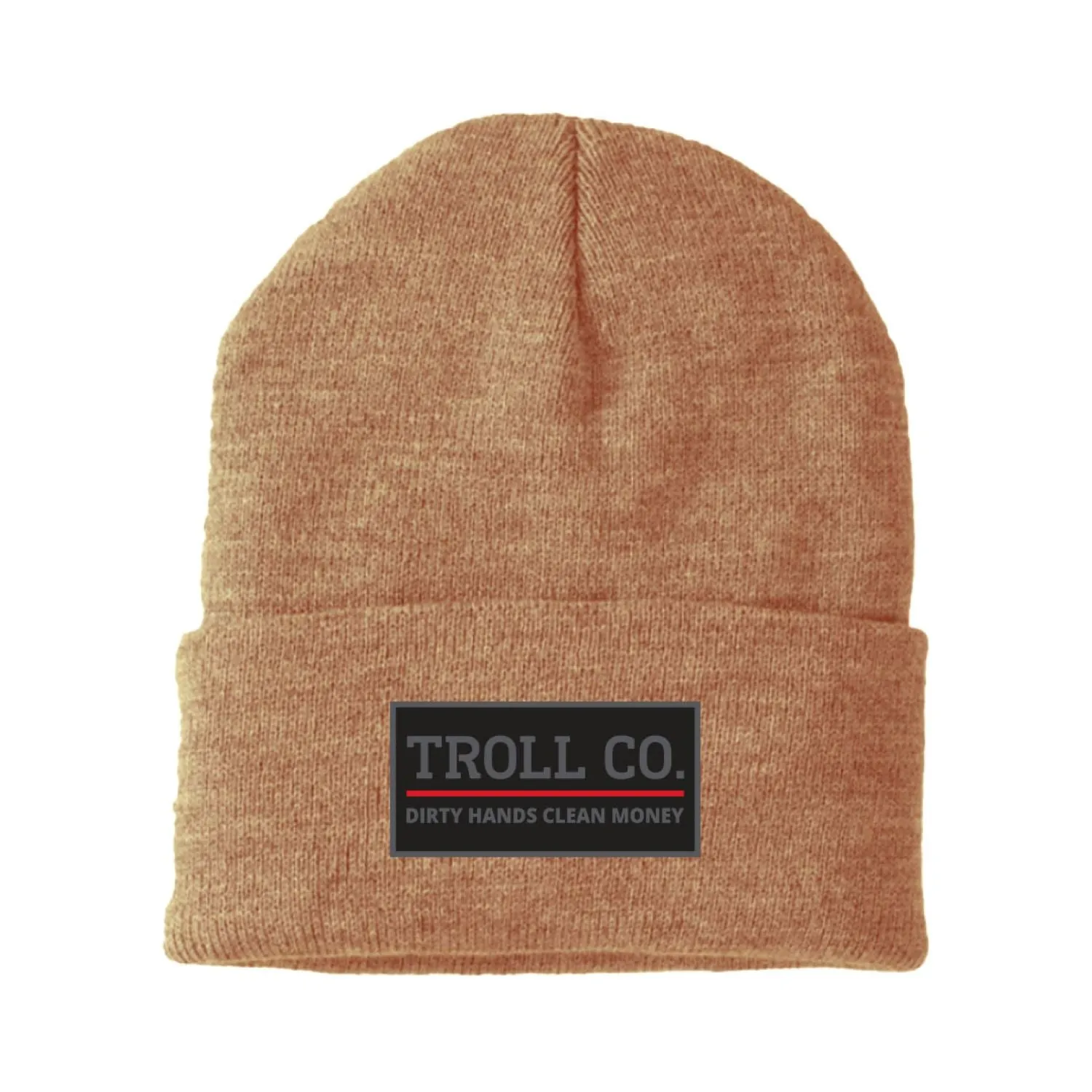 Troll Co. Premium "Dirty Hands, Clean Money" Patch Knit Beanie sold by Work World
