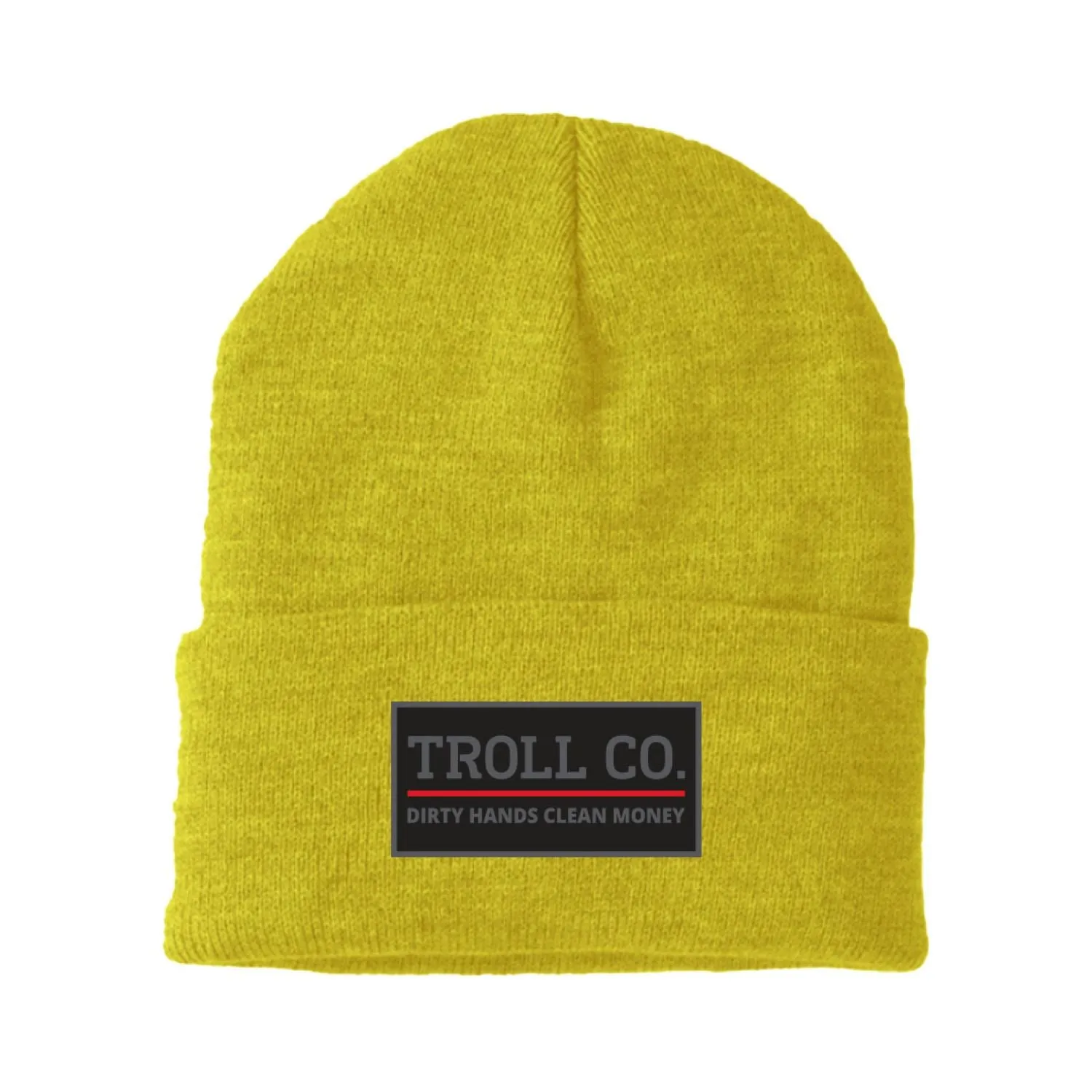 Troll Co. Premium "Dirty Hands, Clean Money" Patch Knit Beanie sold by Work World