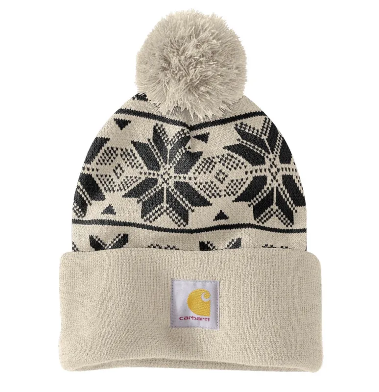 Carhartt Women's Knit Pom Jacquard Print Beanie sold by Work World