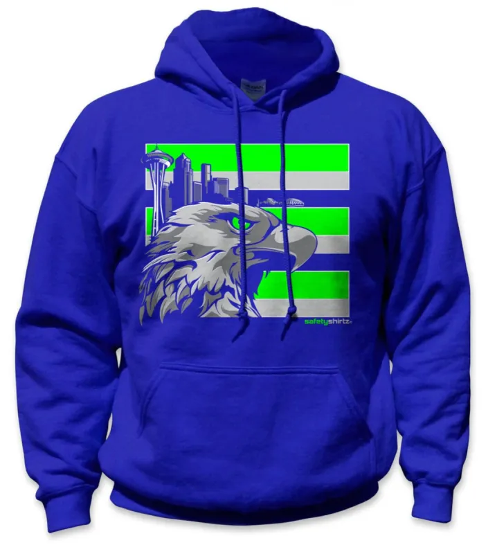SafetyShirtz Throwback Seattle Hi-Vis Stripe Hoodie sold by Work World