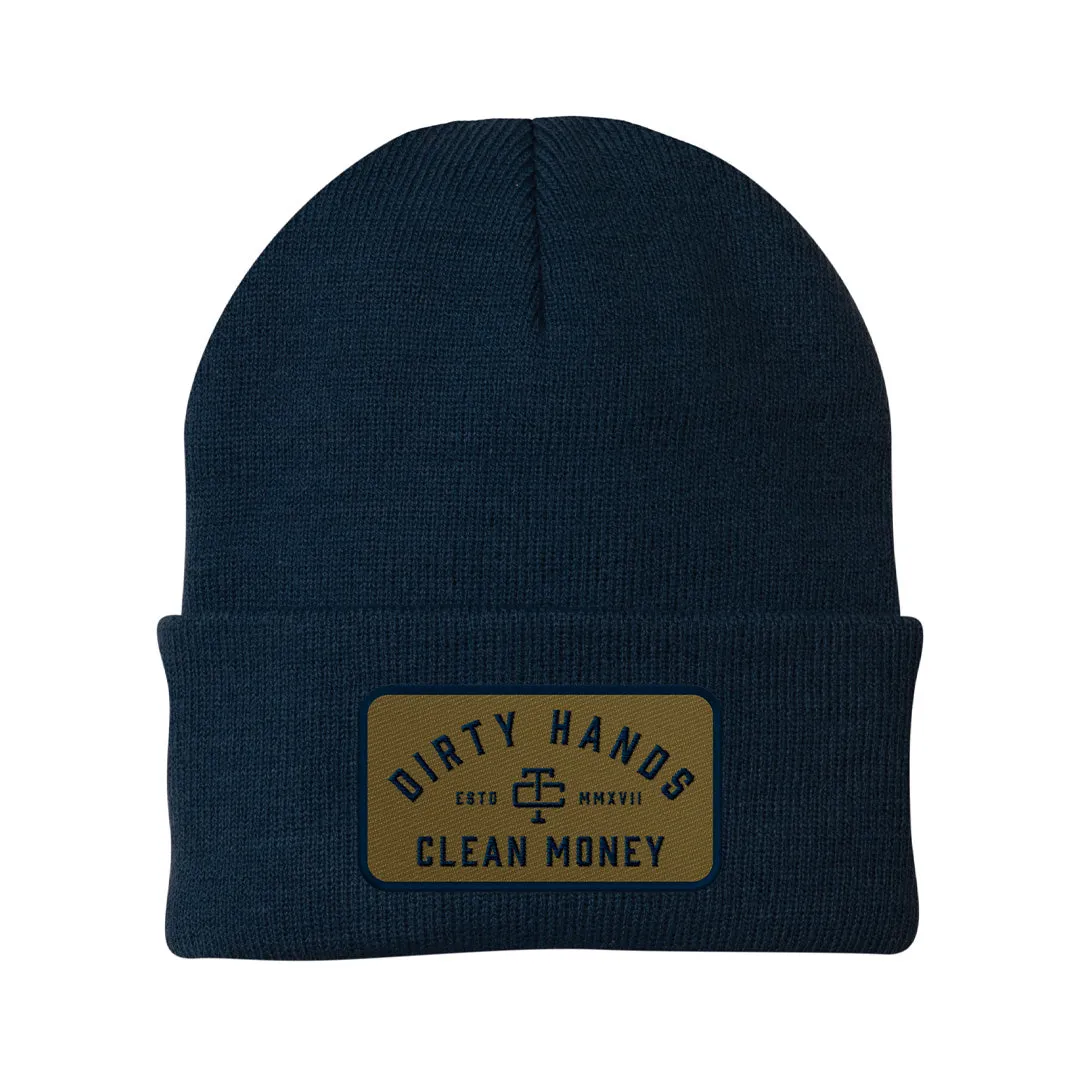 Troll Co. Classic "Dirty Hands, Clean Money" Patch Knit Beanie sold by Work World