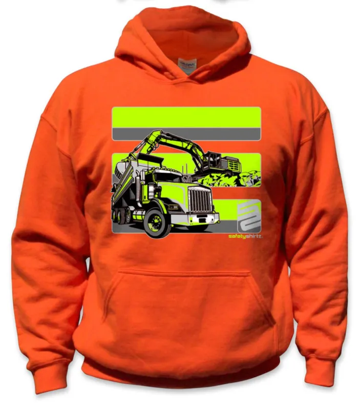 SafetyShirtz Kid's Dirtworks Hi-Vis Safety Stripe Hoodie sold by Work World