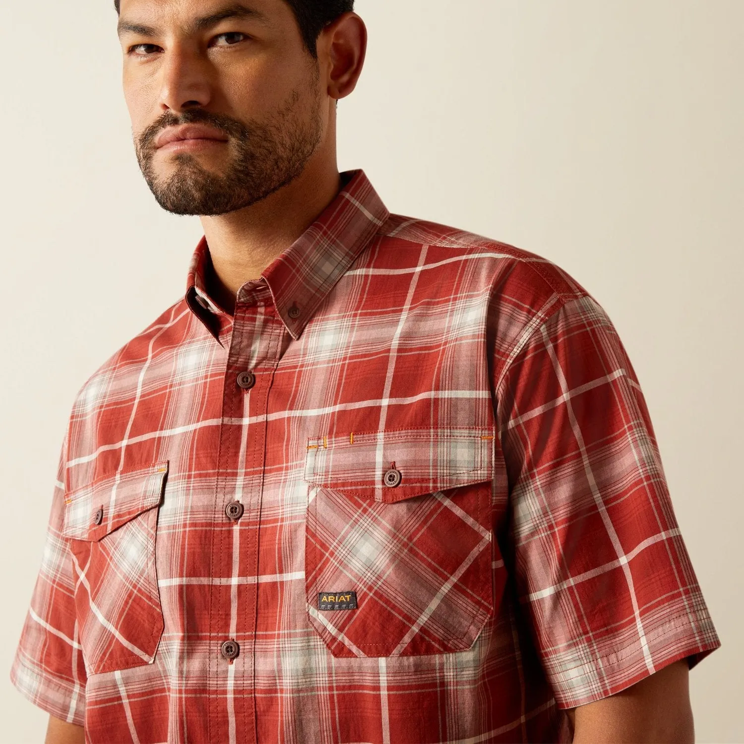 Ariat Men's Made Tough Durastretch Button-Down Short Sleeve Work Shirt sold by Work World product image thumbnail 2