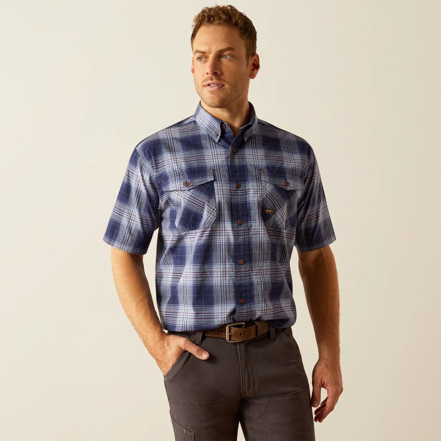 Ariat Men's Made Tough Durastretch Button-Down Short Sleeve Work Shirt sold by Work World