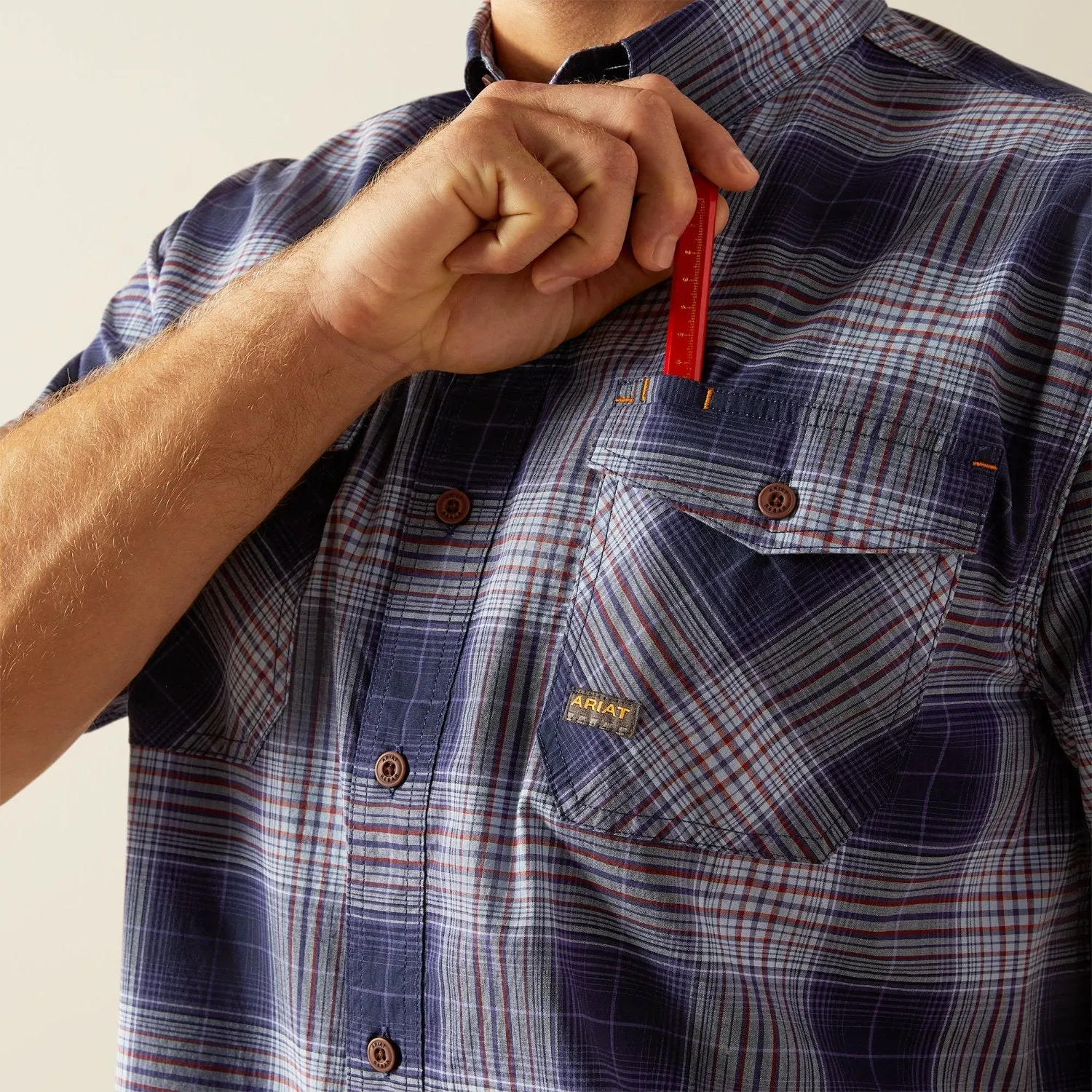 Ariat Men's Made Tough Durastretch Button-Down Short Sleeve Work Shirt sold by Work World product image thumbnail 2