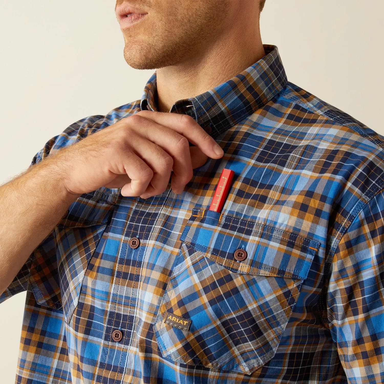 Ariat Men's Made Tough Durastretch Button-Down Short Sleeve Work Shirt sold by Work World product image thumbnail 2