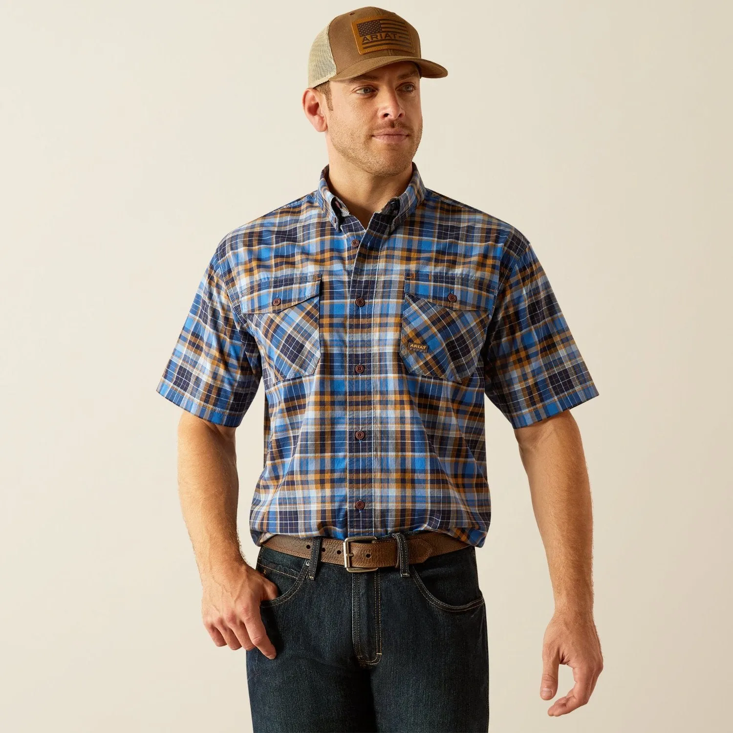 Ariat Men's Made Tough Durastretch Button-Down Short Sleeve Work Shirt sold by Work World