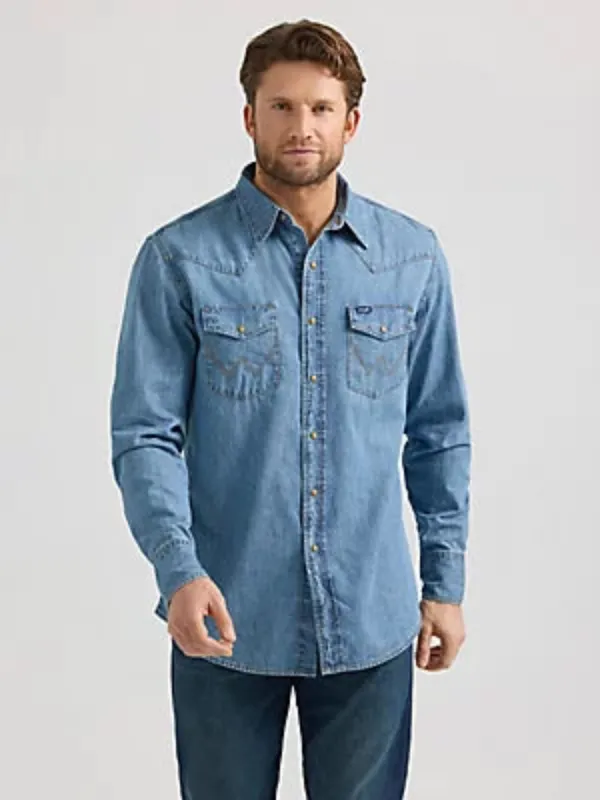 Wrangler Men's Denim Chest Pocket Snap-Front Long Sleeve Work Shirt sold by Work World