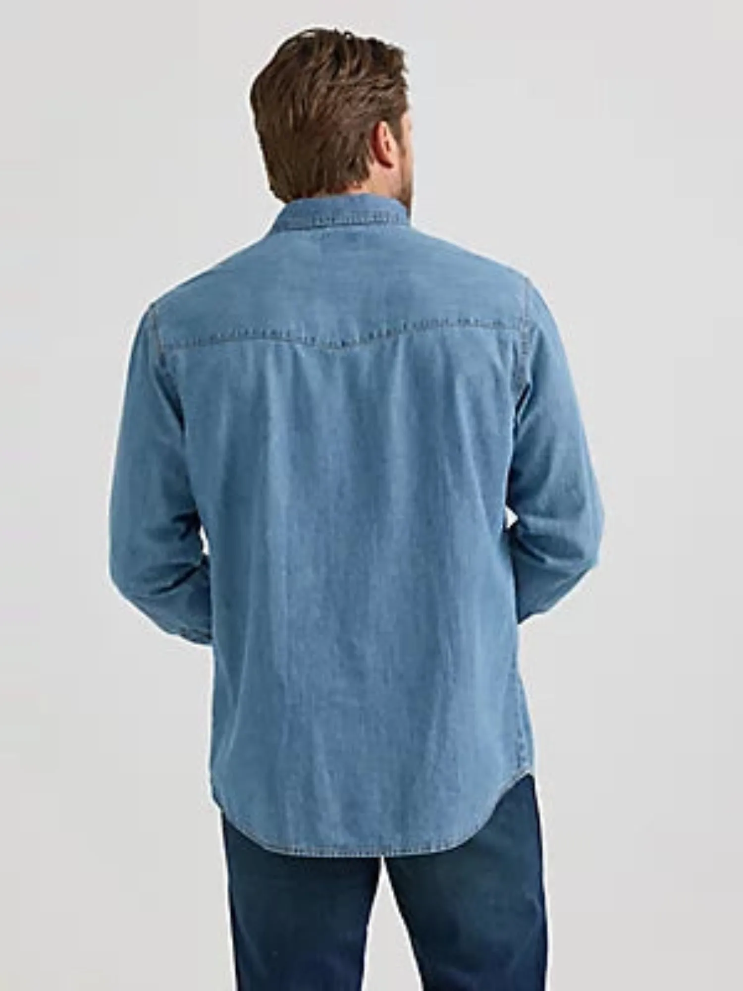Wrangler Men's Denim Chest Pocket Snap-Front Long Sleeve Work Shirt sold by Work World product image thumbnail 3