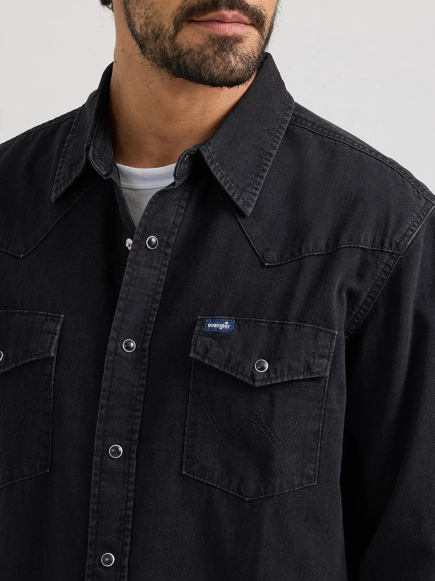 Wrangler Men's Denim Snap-Front Long Sleeve Work Shirt sold by Work World product image thumbnail 2