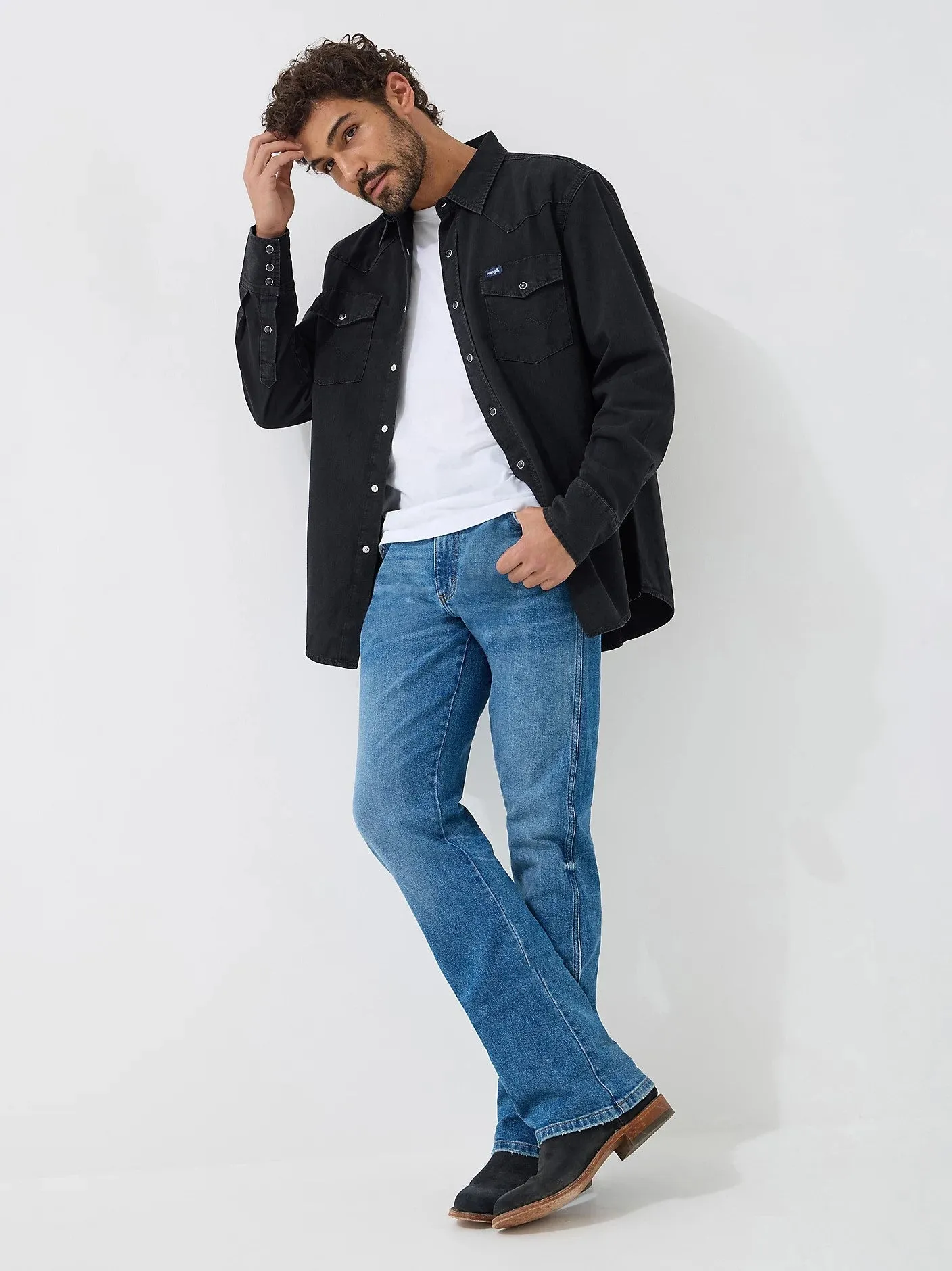 Wrangler Men's Denim Snap-Front Long Sleeve Work Shirt sold by Work World product image thumbnail 5