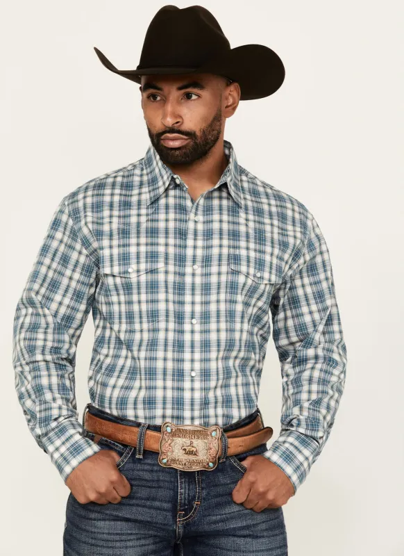 Wrangler Men's Wrinkle Resist Snap-Up Plaid Long Sleeve Work Shirt sold by Work World