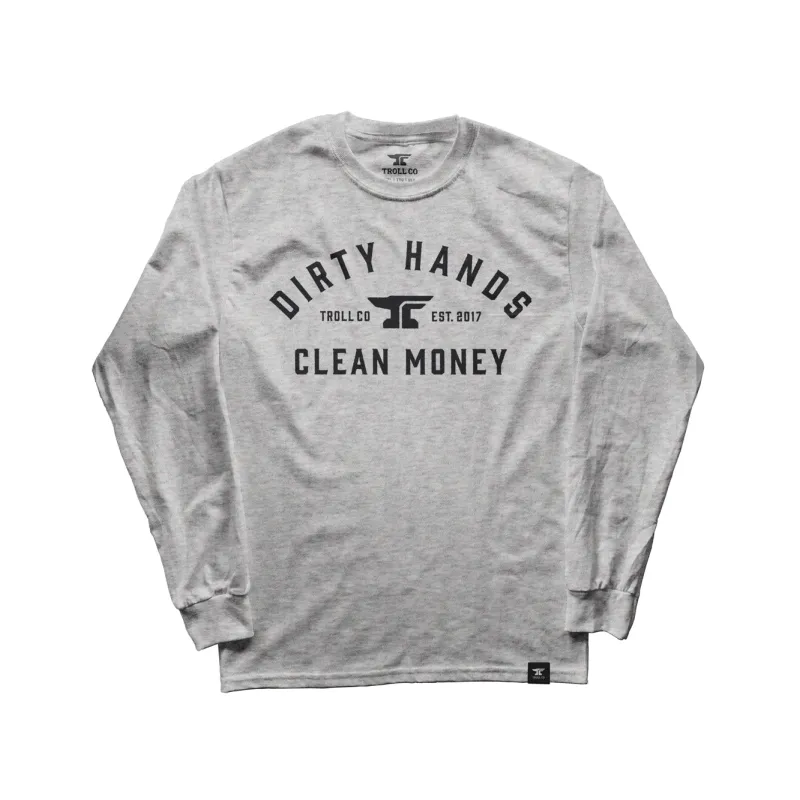 Troll Co. Men's "Dirty Hands Clean Money" Classic Long Sleeve T-Shirt made by Work World