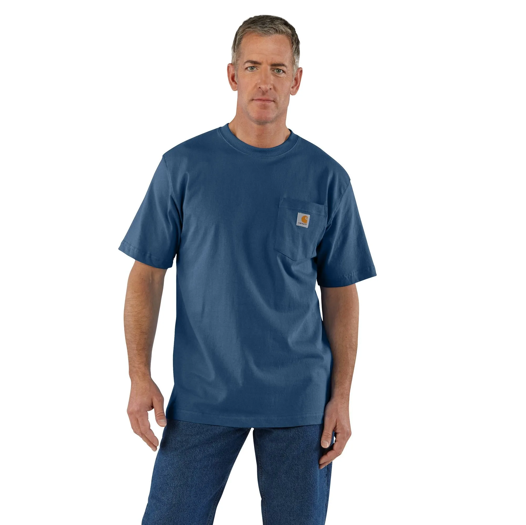 Carhartt Men's Short Sleeve Pocket T-Shirt_Deep Ocean Heather sold by Work World