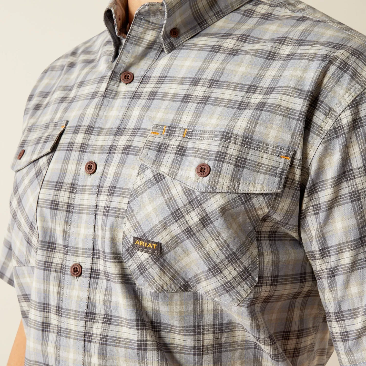 Ariat Men's Made Tough Durastretch Button-Down Short Sleeve Work Shirt sold by Work World product image thumbnail 3