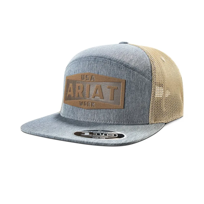 Ariat Men's Work Leather Patch Snapback Meshback Hat made by Ariat