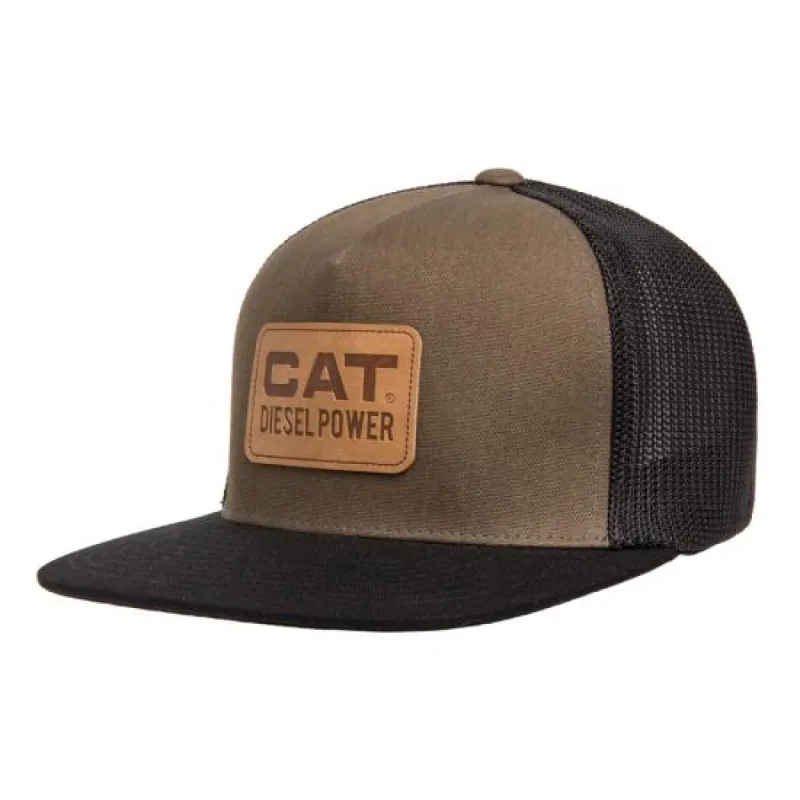 CAT Men's Leather Diesel Power Flat Bill Hat sold by Work World