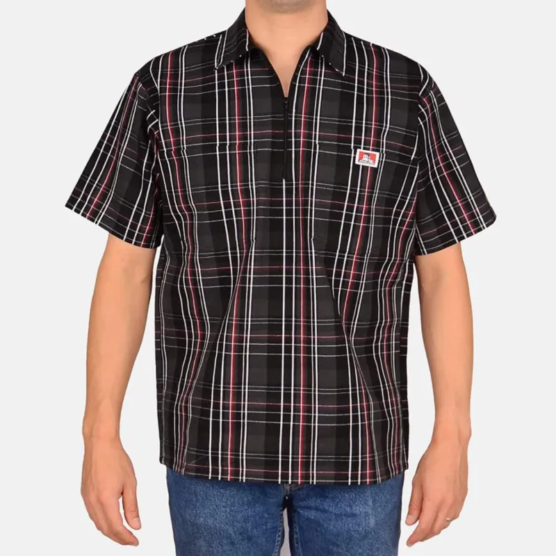 Ben Davis Men's Plaid 1/2 Zip Short Sleeve Work Shirt sold by Work World