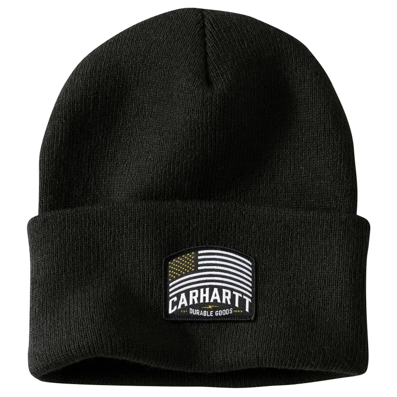 Carhartt Unisex Knit Flag Patch Beanie sold by Work World