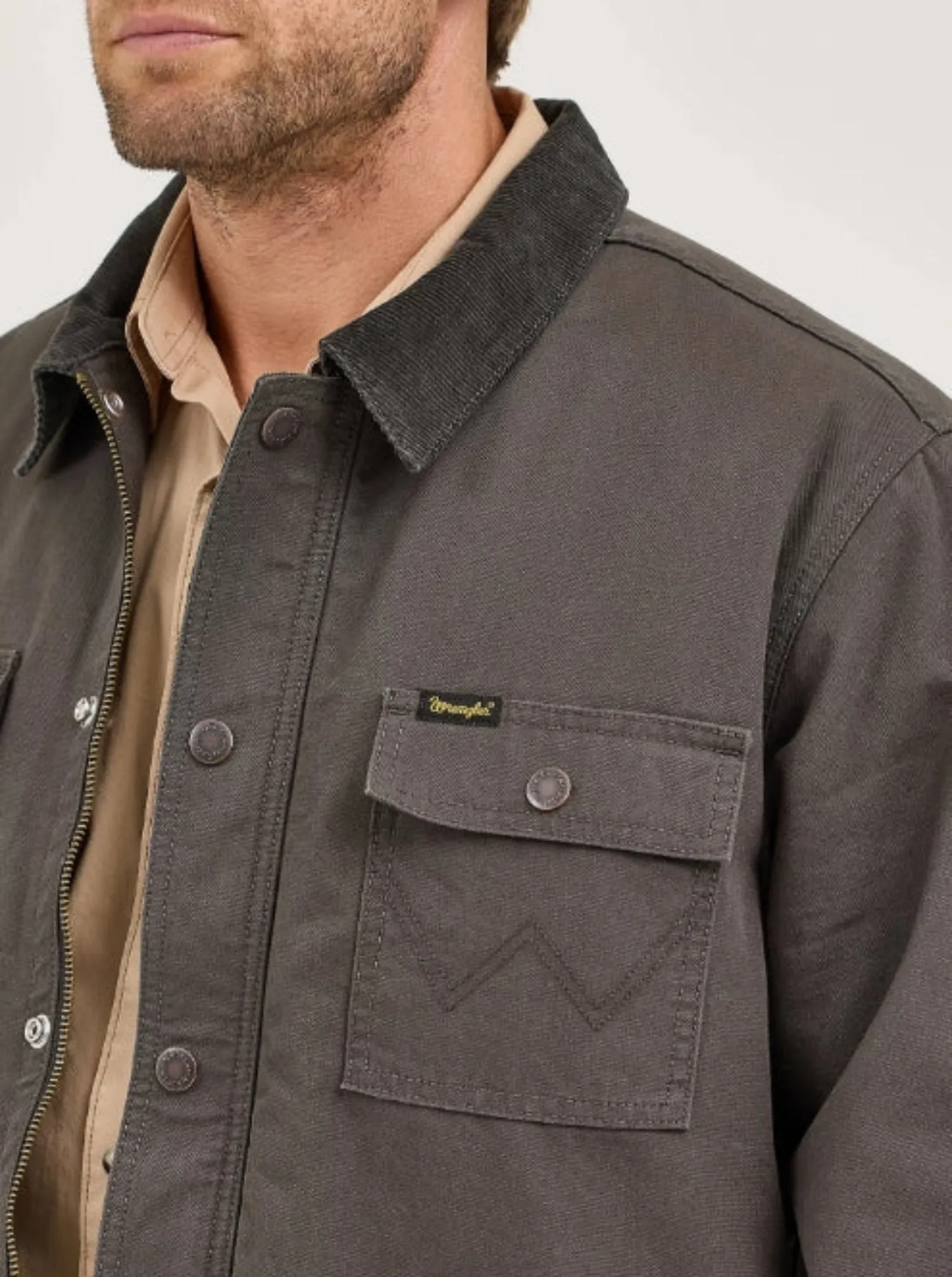 Wrangler Men's Quilted Flannel Lined Zip-Up Barn Coat sold by Work World product image thumbnail 2