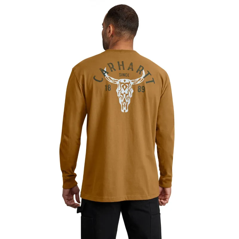 Carhartt Men's Heavyweight Pocket Longhorn Graphic Long Sleeve T-Shirt made by Carhartt