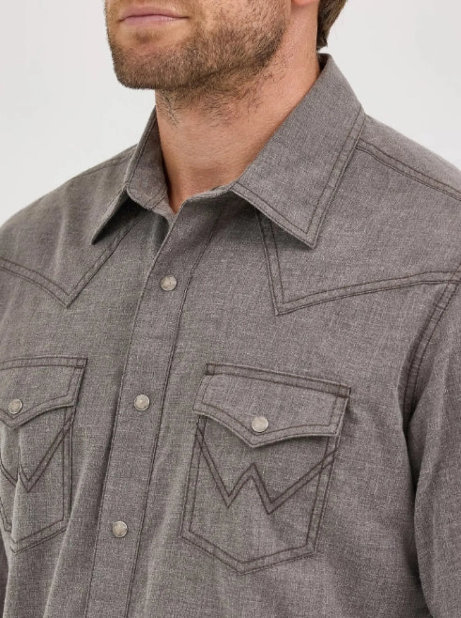 Wrangler Men's Retro® Premium Cotton Snap-Front Long Sleeve Work Shirt sold by Work World product image thumbnail 2