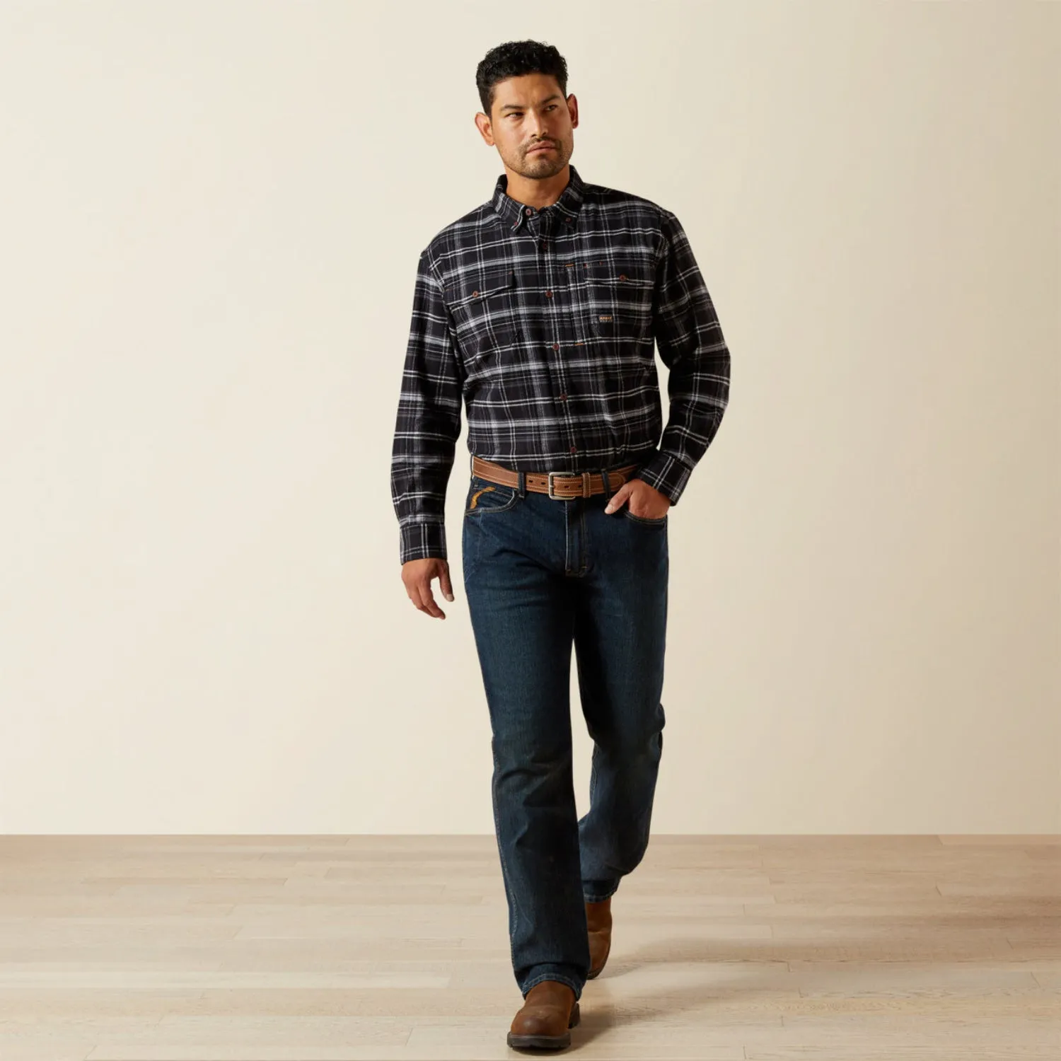 Ariat Men's Rebar™ Flannel DuraStretch™ Long Sleeve Work Shirt sold by Work World product image thumbnail 4