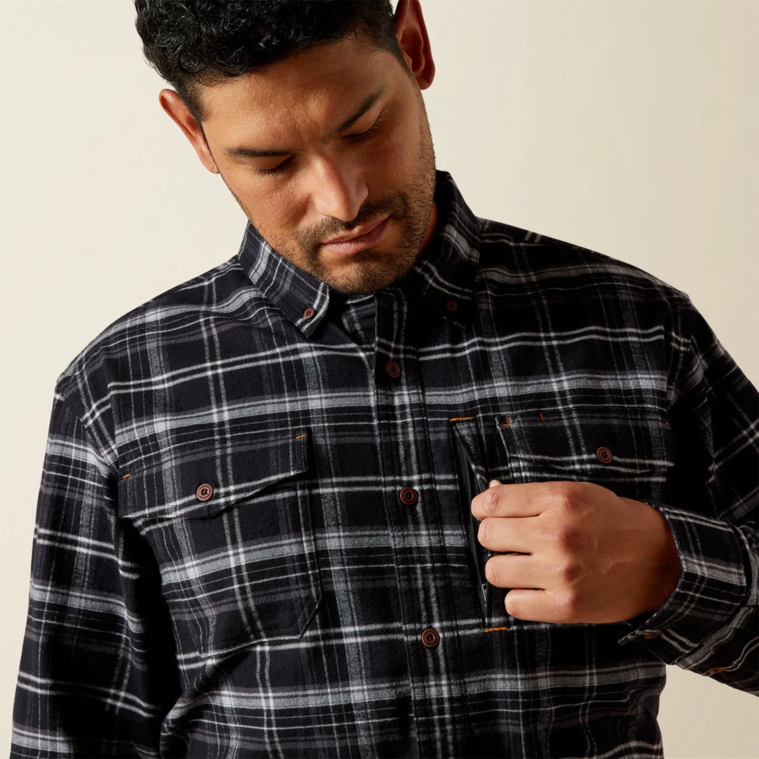 Ariat Men's Rebar™ Flannel DuraStretch™ Long Sleeve Work Shirt sold by Work World product image thumbnail 2