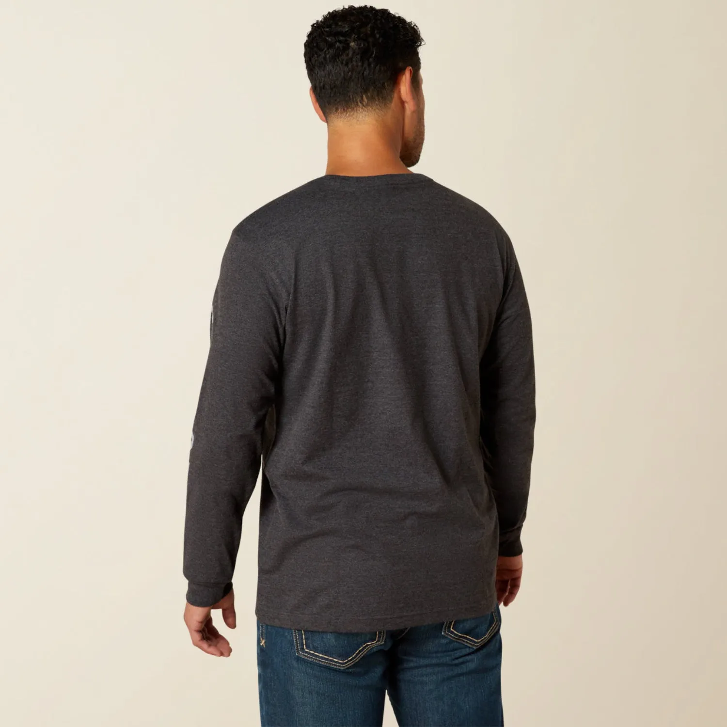 Ariat Men's Rebar Cotton Strong Chest Pocket Long Sleeve Logo T-Shirt sold by Work World product image thumbnail 4