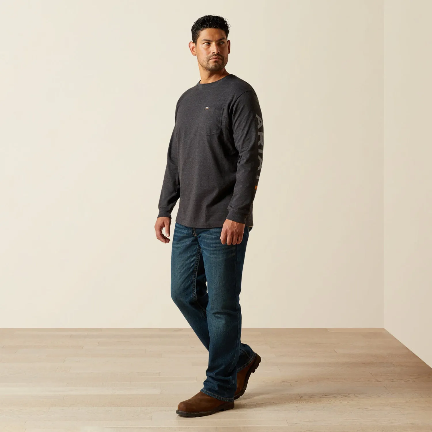 Ariat Men's Rebar Cotton Strong Chest Pocket Long Sleeve Logo T-Shirt sold by Work World product image thumbnail 5
