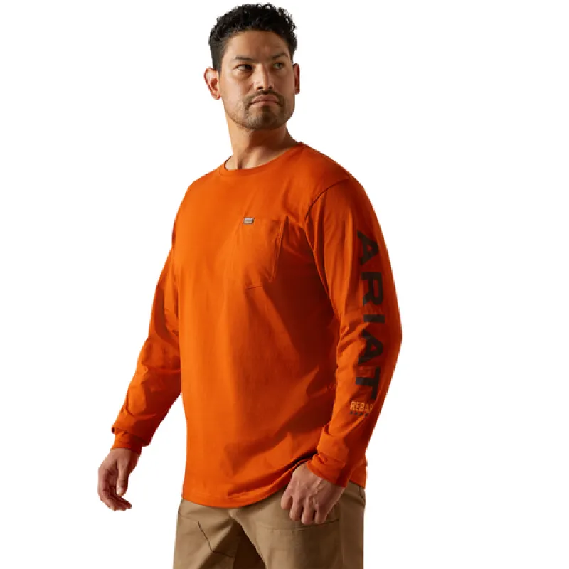 Ariat Men's Rebar CottonStrong Logo Long Sleeve T-Shirt sold by Work World