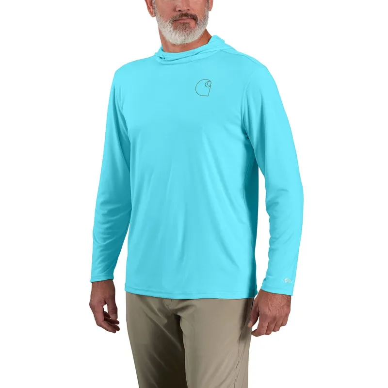 Carhartt Men's Force Sun Defender Hooded Logo Long Sleeve T-Shirt sold by Work World