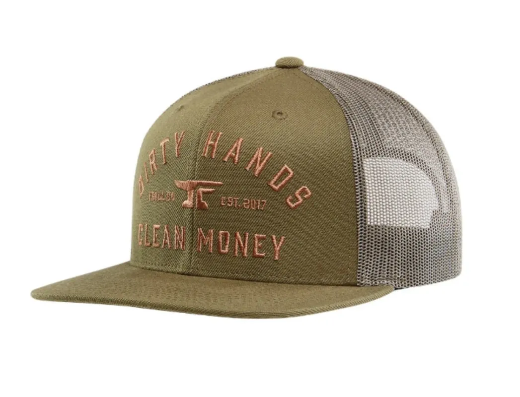 Troll Co. "Dirty Hands Clean Money" Flat Bill Snapback Meshback Cap made by Work World