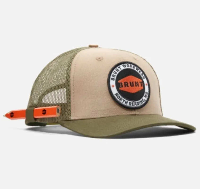 BRUNT Men's Curved Brim Patch Logo Mesh Snapback Cap made by Work World