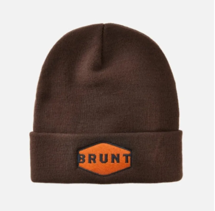 BRUNT Men's Cuffed Embroidered Logo Acrylic Beanie made by Work World