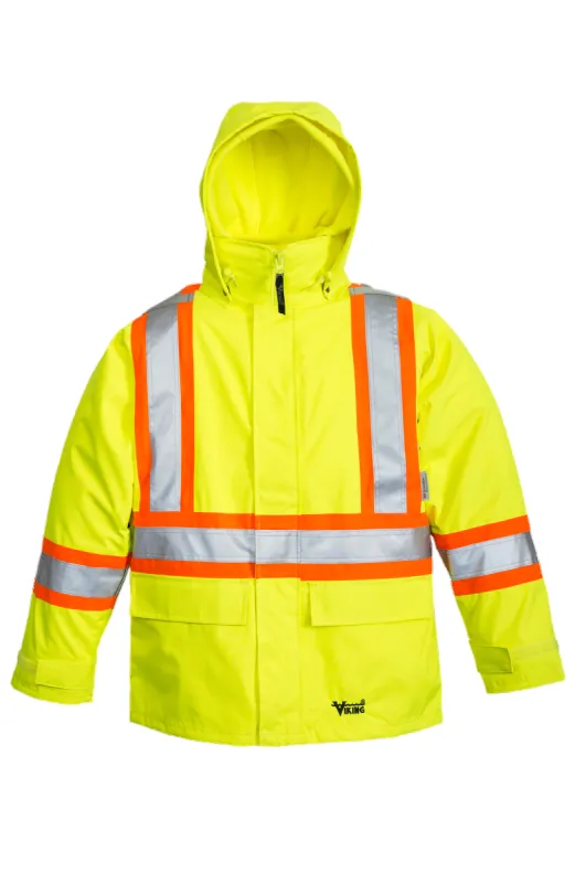 Viking® Men's Journeyman Hi-Vis Class 3 Waterproof Tri-Zone Hooded Jacket sold by Work World