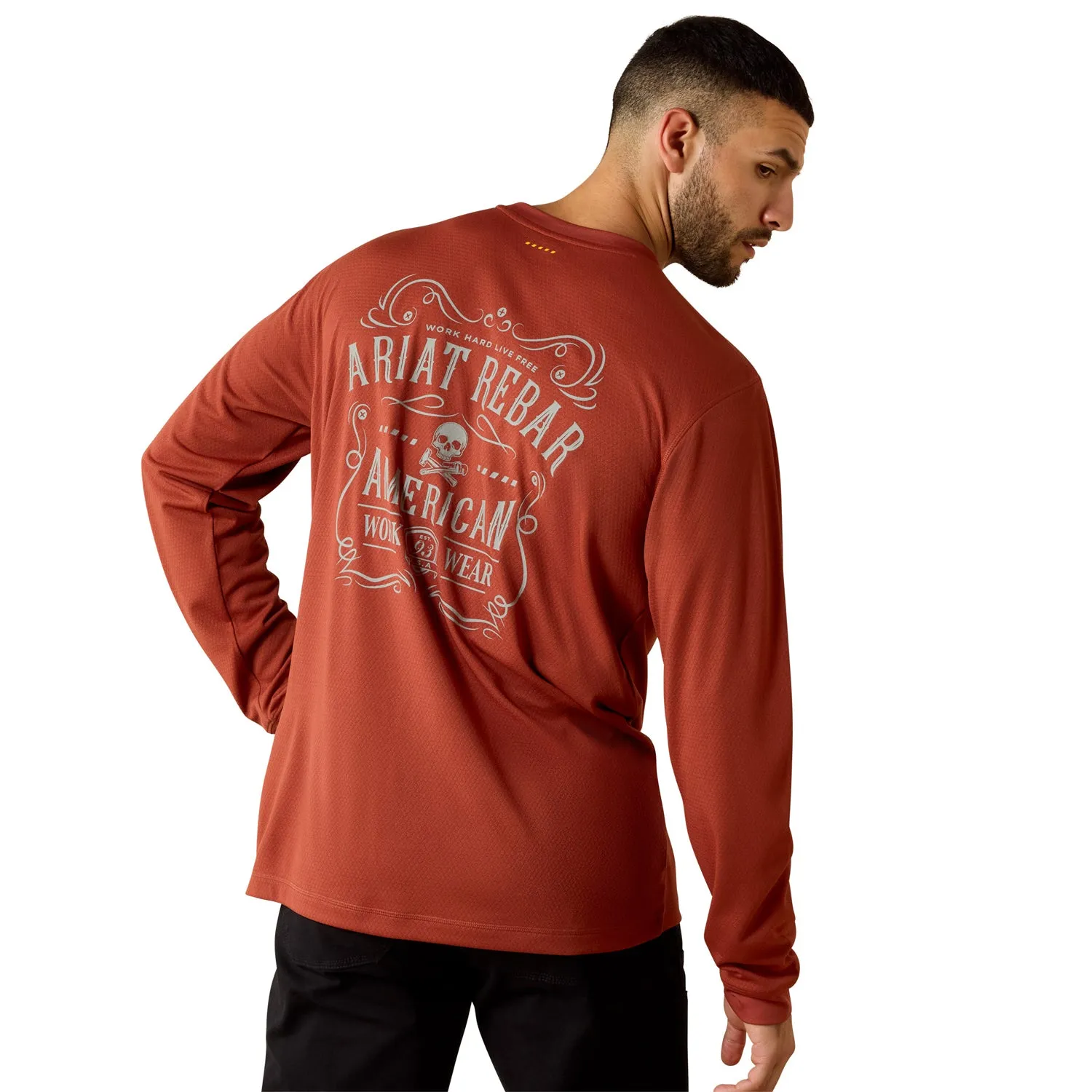 Ariat Men's Rebar Heat Fighter Label Graphic Long Sleeve Tee sold by Work World product image thumbnail 4