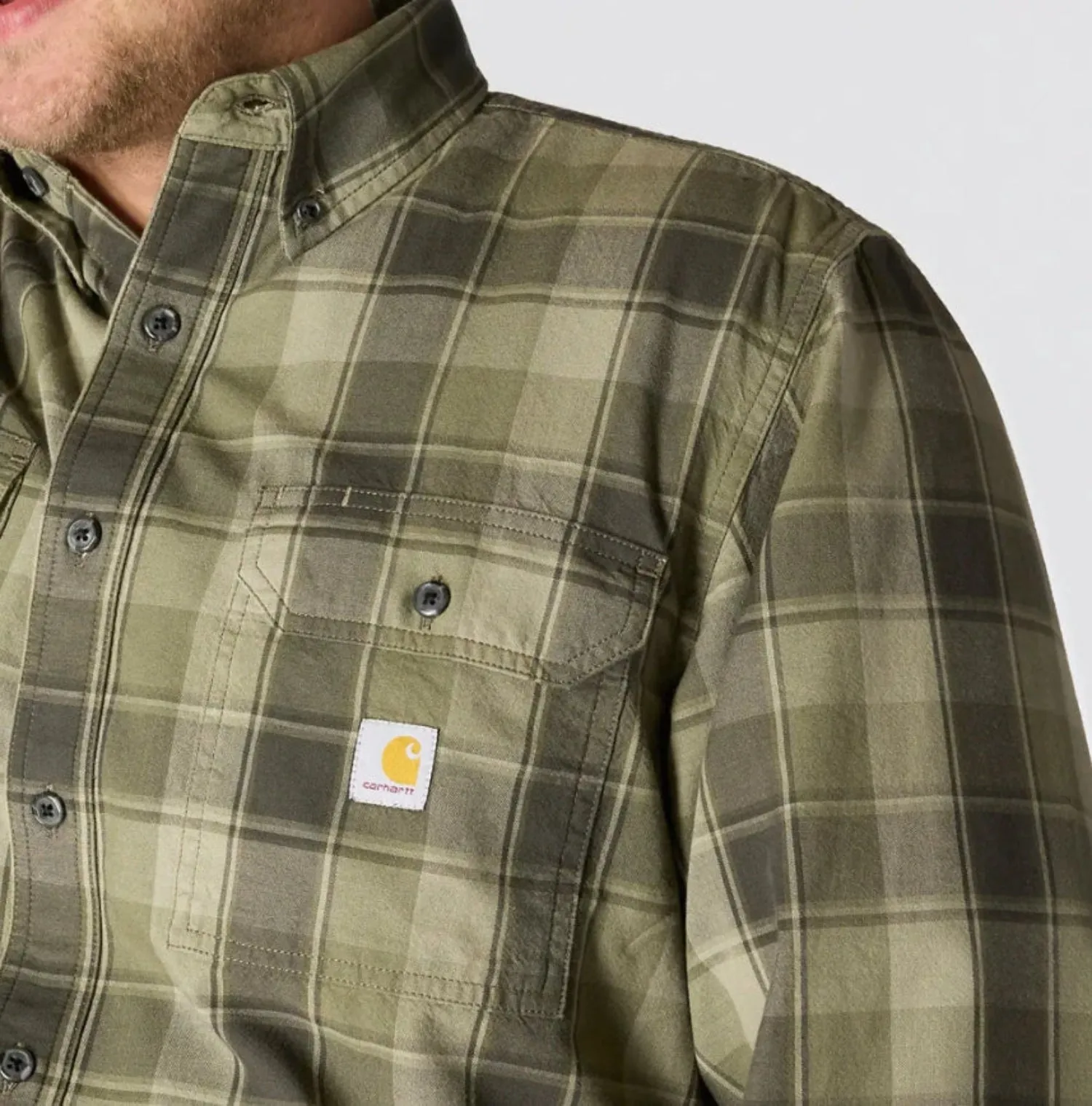 Carhartt Men's Loose Fit Midweight Chambray Long Sleeve Plaid Shirt sold by Work World product image thumbnail 5