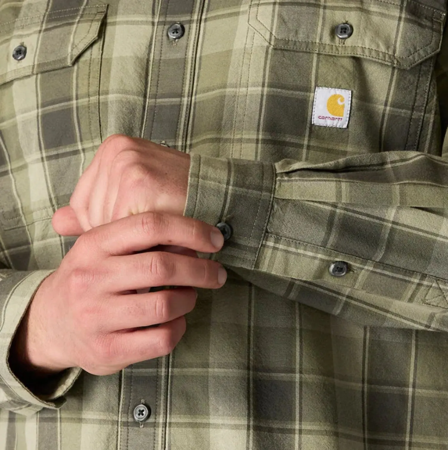 Carhartt Men's Loose Fit Midweight Chambray Long Sleeve Plaid Shirt sold by Work World product image thumbnail 3