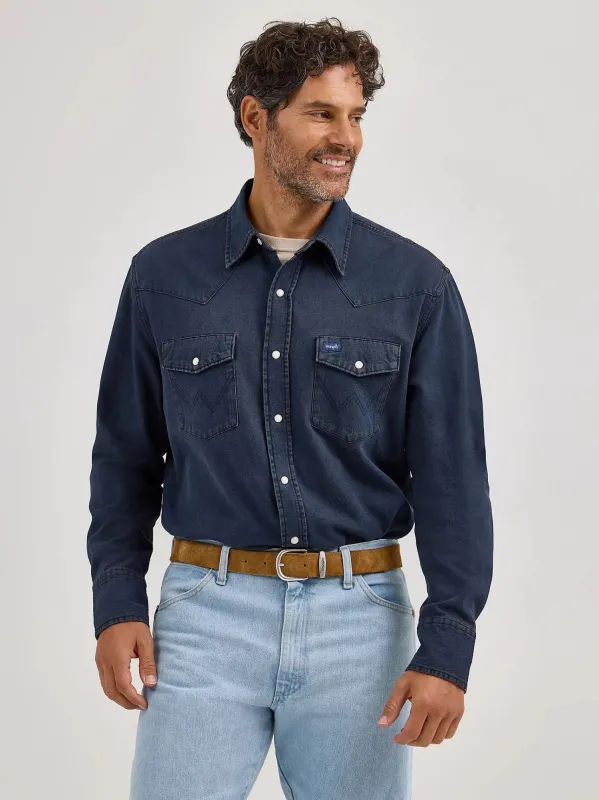 Wrangler Men's Vintage Inspired Cotton Button-Up Long Sleeve Work Shirt made by Wrangler