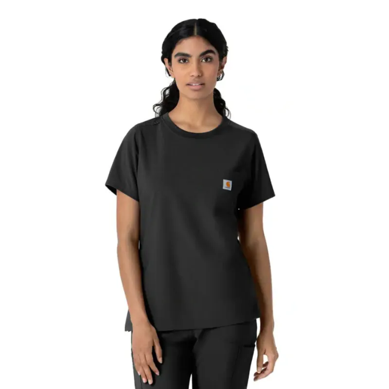 Carhartt Women's Cross Flex Crewneck Pocket Short Sleeve Scrub Top made by Carhartt