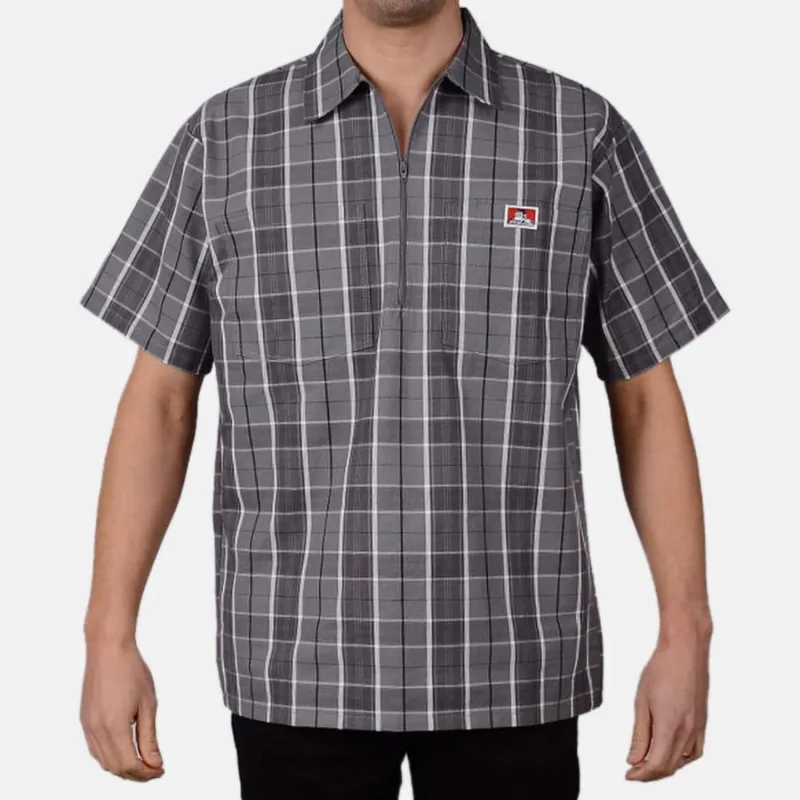 Ben Davis Men's Short Sleeve 1/2 Zip Plaid Work Shirt sold by Work World