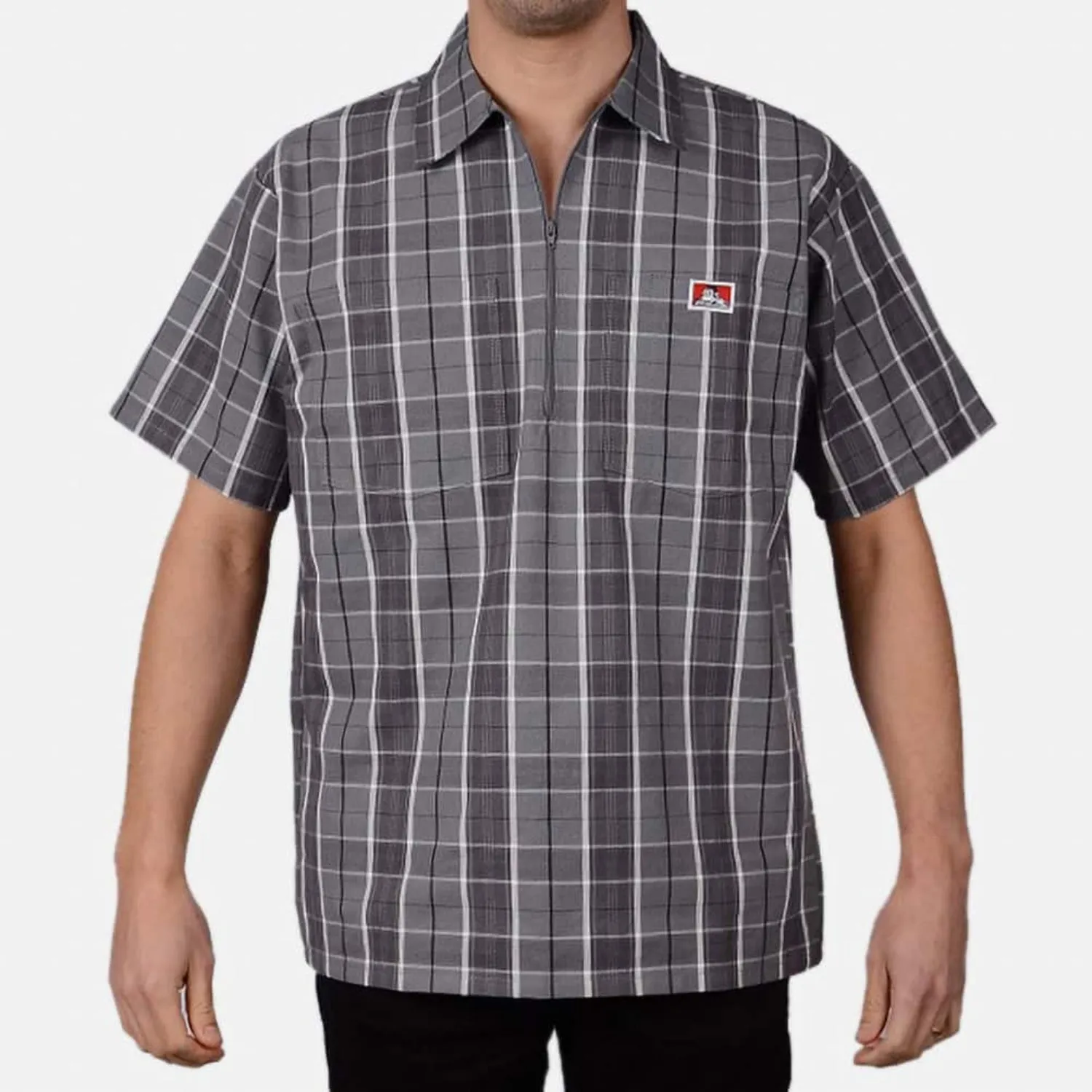 Ben Davis Men's Short Sleeve 1/2 Zip Plaid Work Shirt sold by Work World