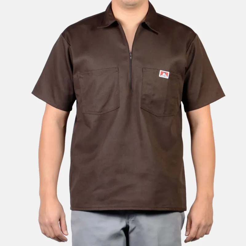 Ben Davis Men's 1/2 Zip Double Chest Pocket Short Sleeve Work Shirt sold by Work World